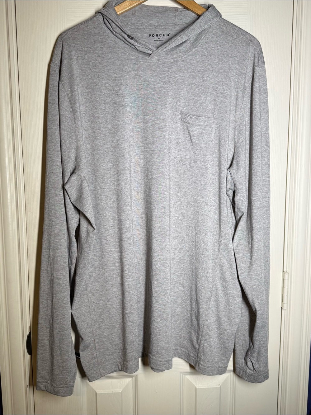 Poncho Men's Long-Sleeve Hoodie Tee in Light Gray